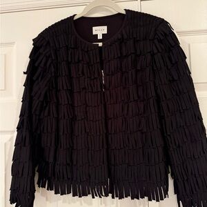 Milly Black Cropped Fringe Blazer